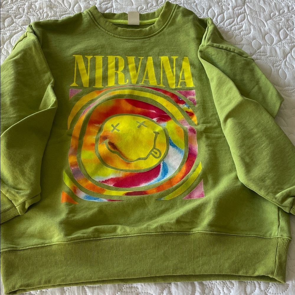 NIRVANA Green Tie-Dye Smiley Sweatshirt
